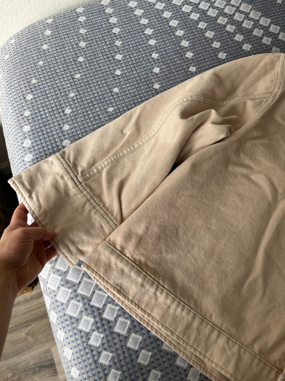 Cream Cotton Button-Front Jean Jacket - Picture 8 of 9